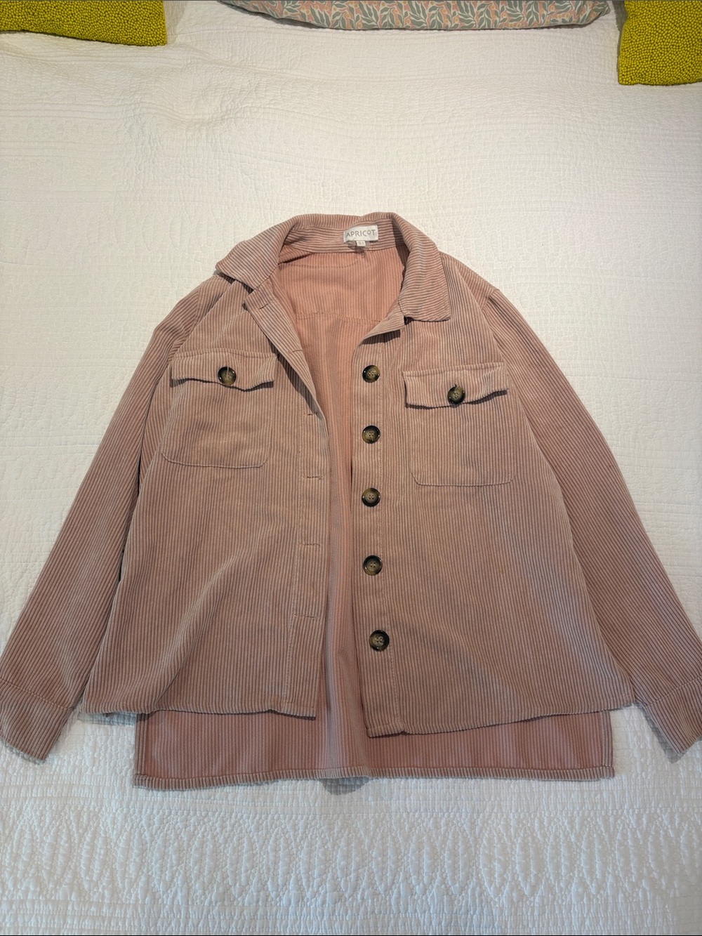 Aprico Dusty Rose Corduroy Button-Up Jacket